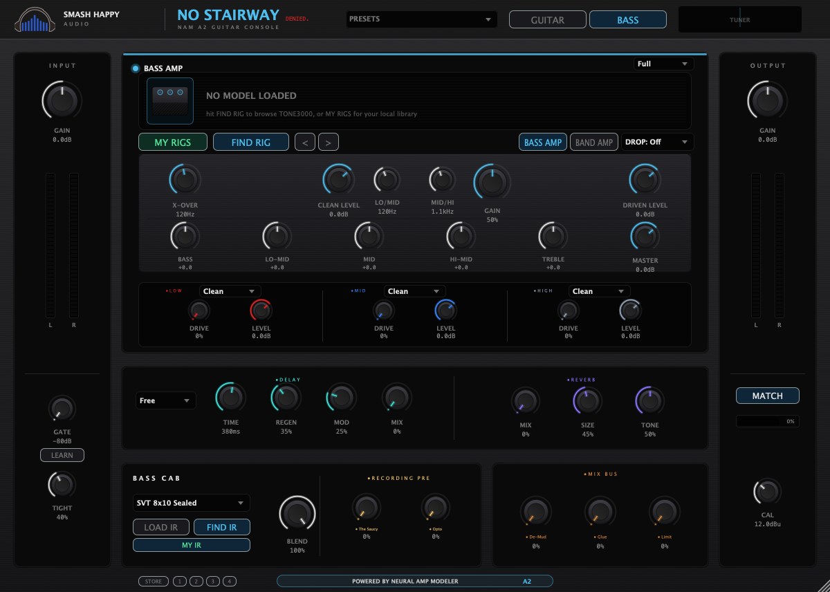 No Stairway bass console, three-band console after the cab